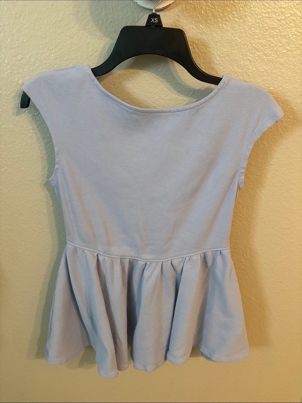 Free People Light Blue Peplum Ribbed Tank Top pleaded periwinkle colour